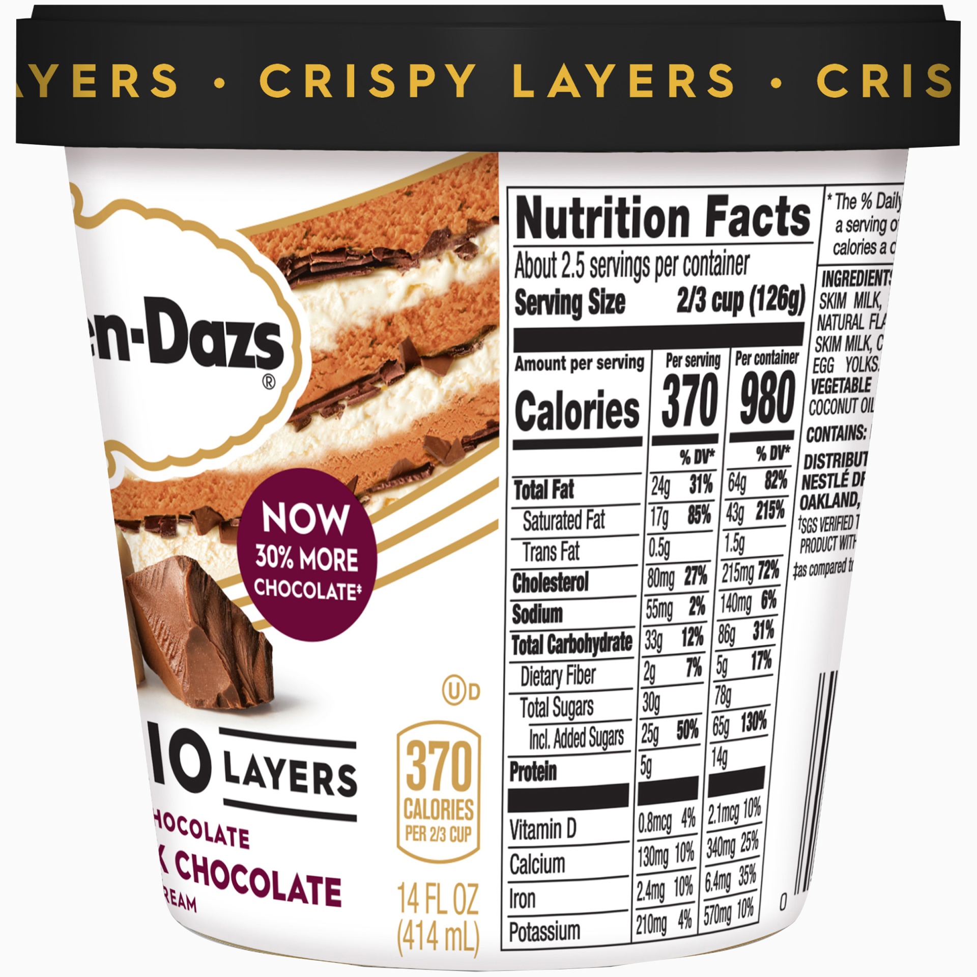slide 4 of 7, Häagen-Dazs Trio Crispy Layers Triple Chocolate Ice Cream, 14 fl oz