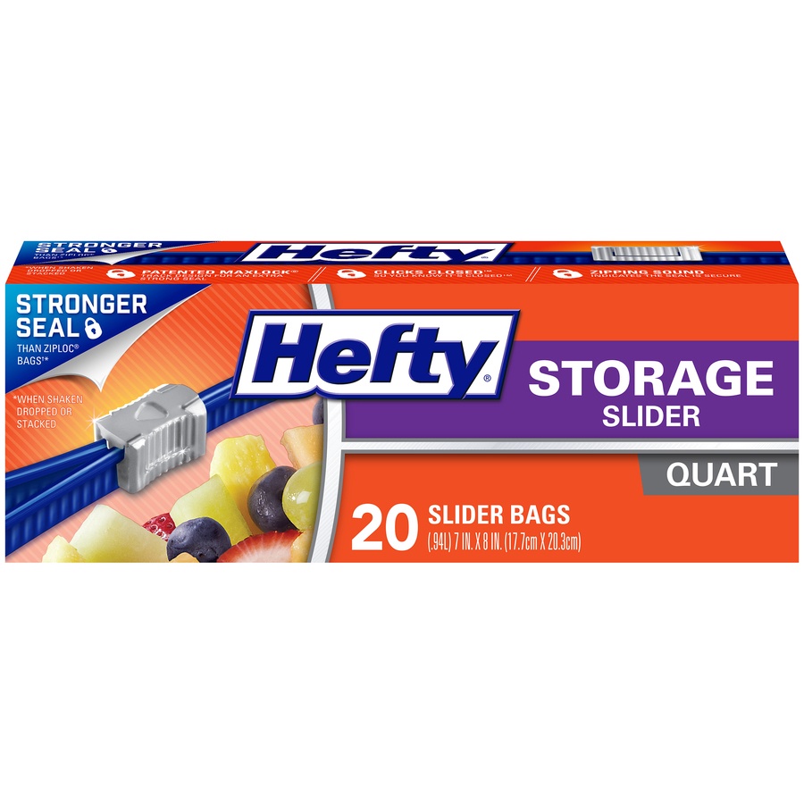 slide 4 of 7, Hefty Quart Slider Storage Bag, 20 ct