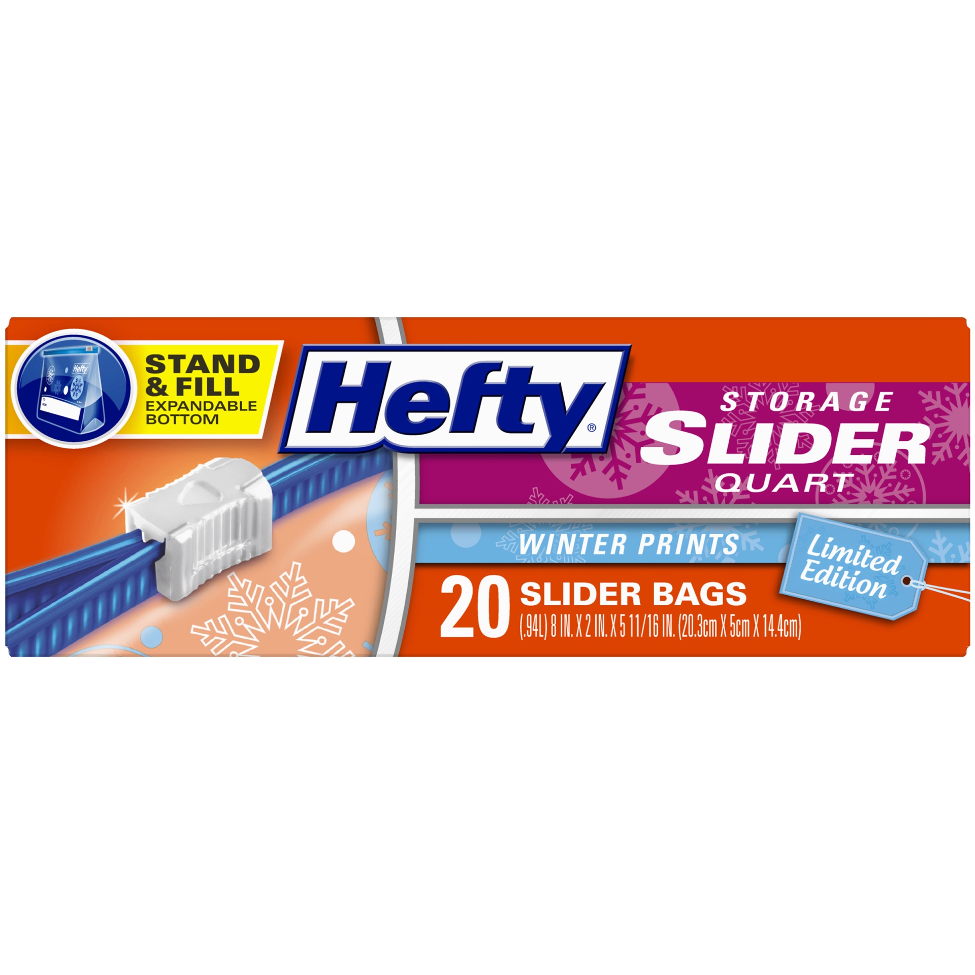 slide 3 of 7, Hefty Quart Slider Storage Bag, 20 ct