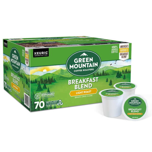 slide 6 of 9, Green Mountain Coffee Roasters Breakfast Blend Keurig Single-Serve K-Cup Pods, Light Roast Coffee- 70 ct, 70 ct