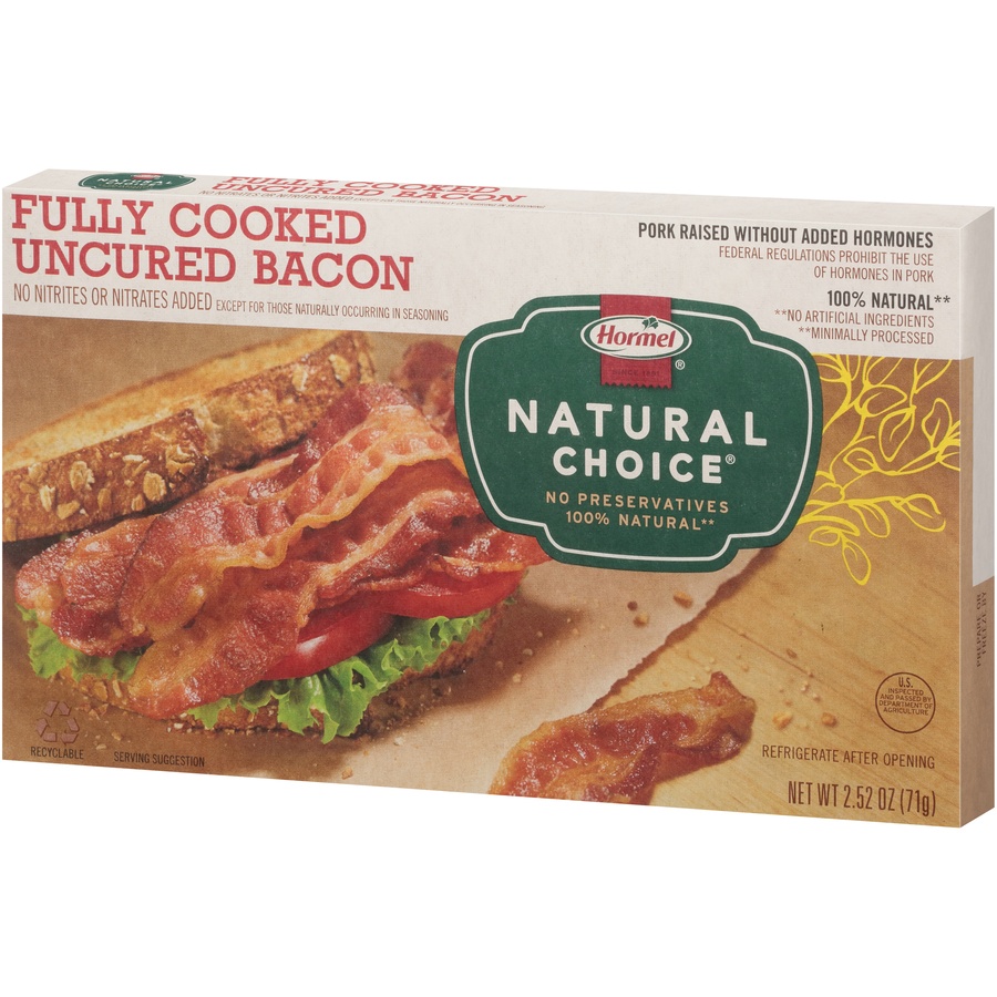 slide 7 of 8, Hormel NATURAL CHOICE Uncured Fully Cooked Bacon, 2.52 oz