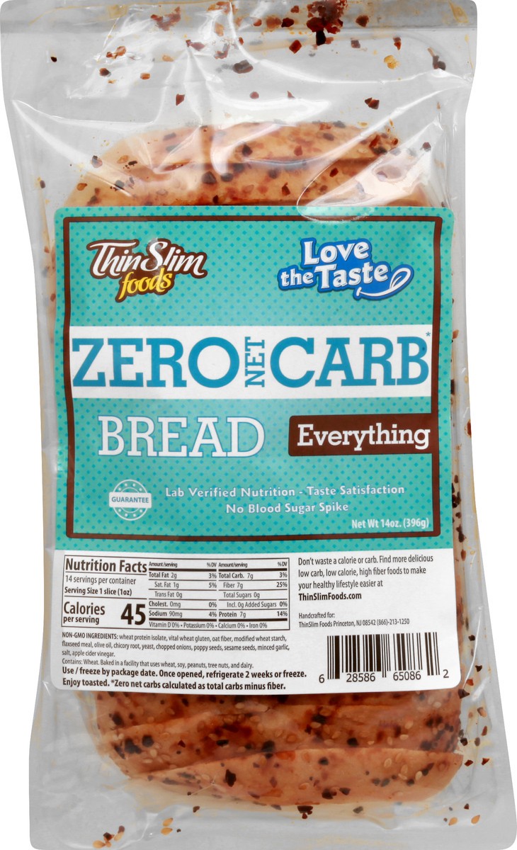 slide 6 of 9, ThinSlim Foods Zero Carb Everything Bread 14 oz, 14 oz