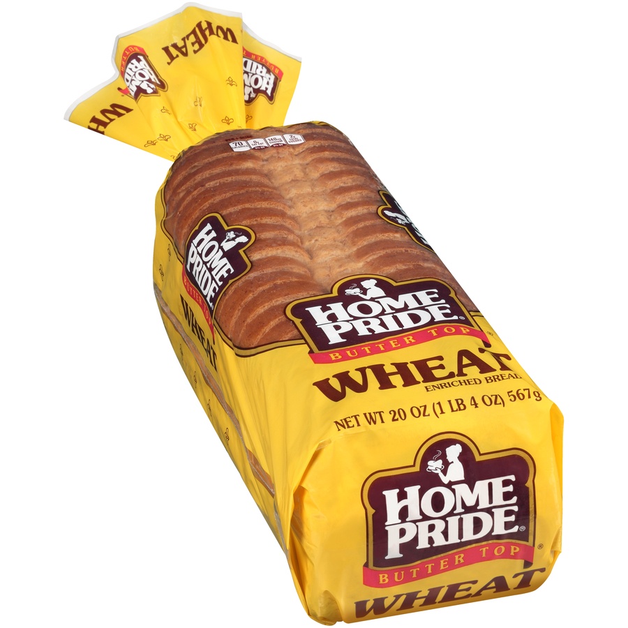 slide 4 of 8, Home Pride Butter Top Enriched Wheat Bread, Sliced Sandwich Bread, 20 oz Loaf, 20 oz