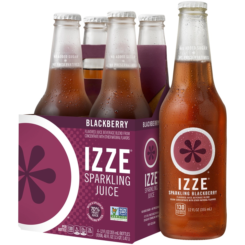 slide 2 of 2, Izze Sparkling Juice Flavored Juice Beverage Blackberry 12 Fl Oz 4 Count Bottles, 4 ct; 12 fl oz