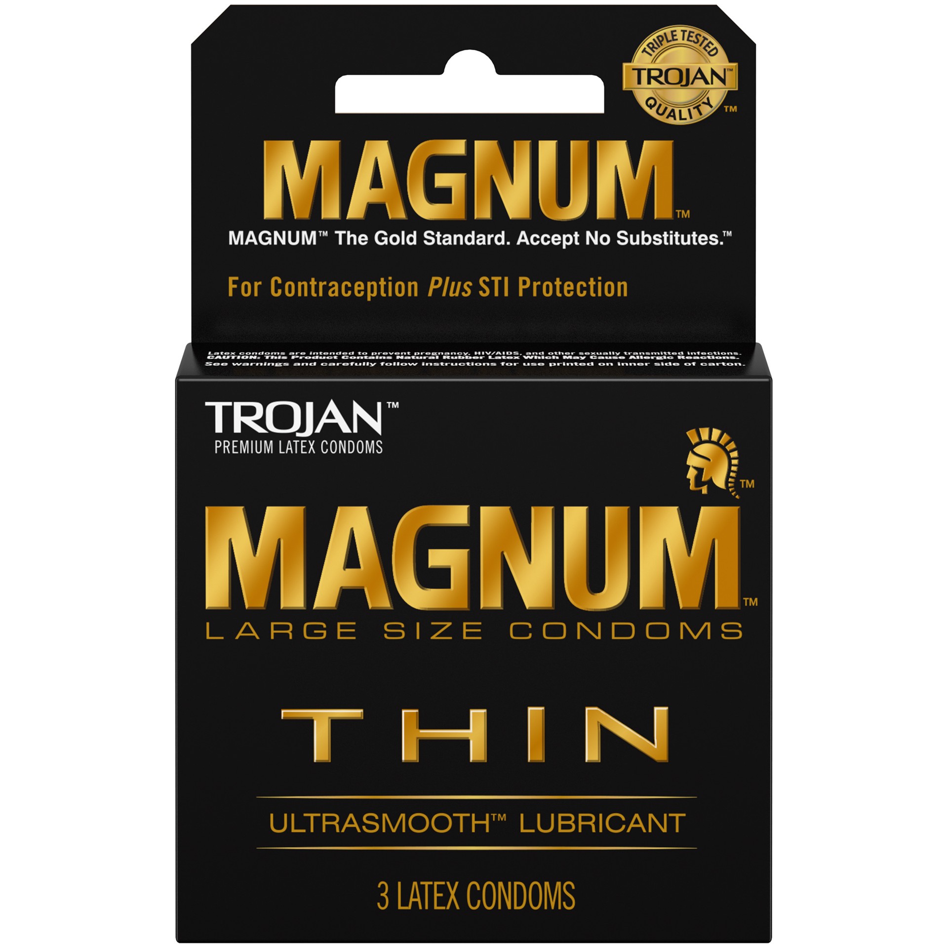 slide 1 of 4, Trojan MAGNUM Thin Condoms, 3ct, 3 ct