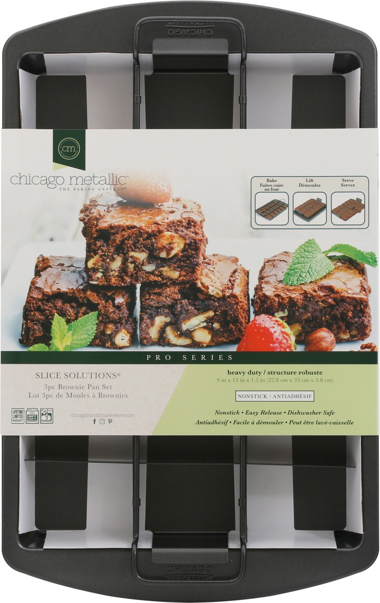 slide 8 of 11, Chicago Metallic Brownie Pan Set, Slice Solutions, Heavy Duty, Nonstick, Pro Series, 1 ct