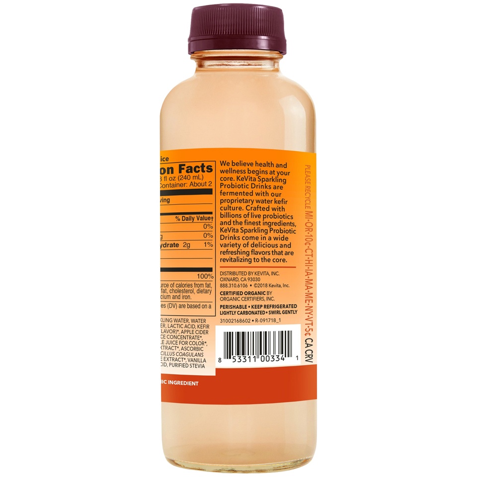 slide 2 of 3, KeVita Sparkling Probiotic Drink Tangerine 15.2 Fl Oz, 15.2 fl oz