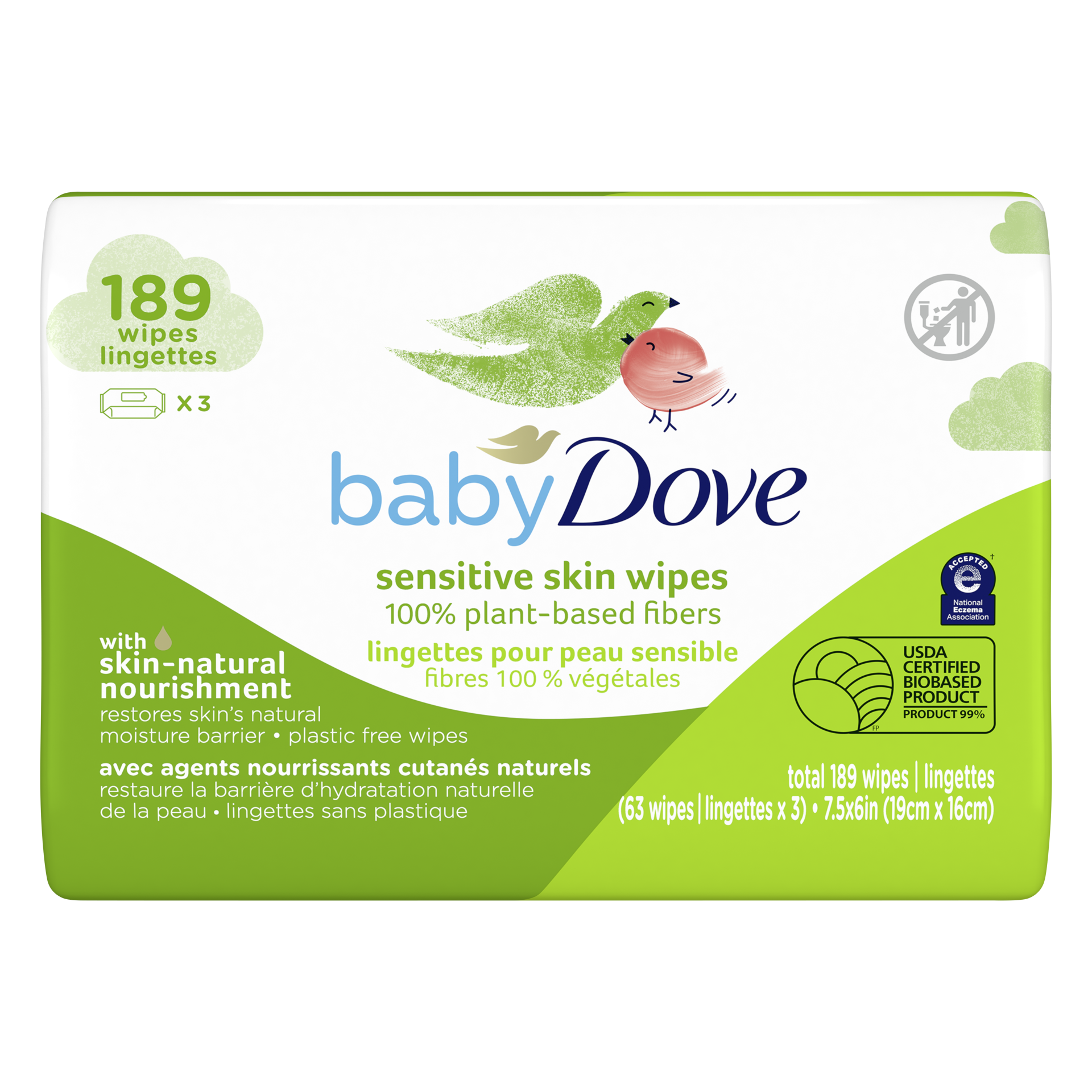 slide 4 of 4, Dove Baby Dove Sensitive Skin Wipes, 3 ct