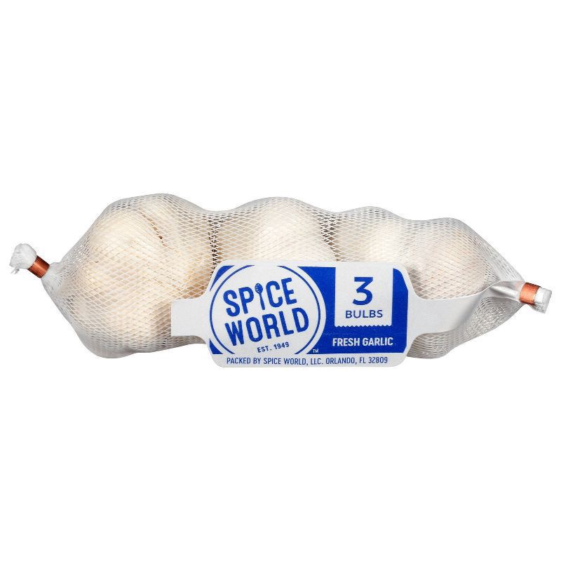 slide 1 of 9, Spice World Fresh Whole Garlic - 3ct Bag, 2 oz