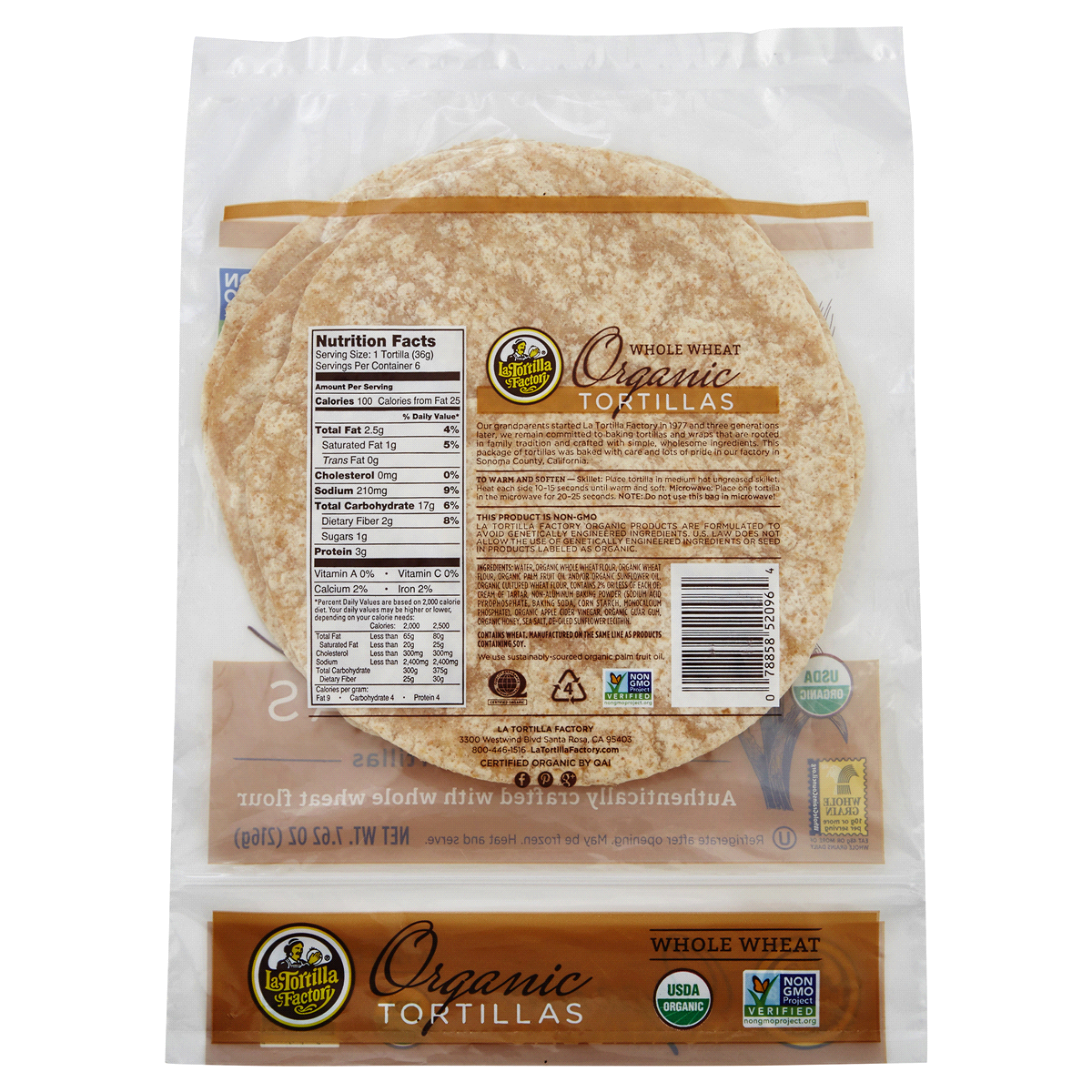 slide 2 of 2, La Tortilla Factory Organic Whole Wheat Tortillas, 