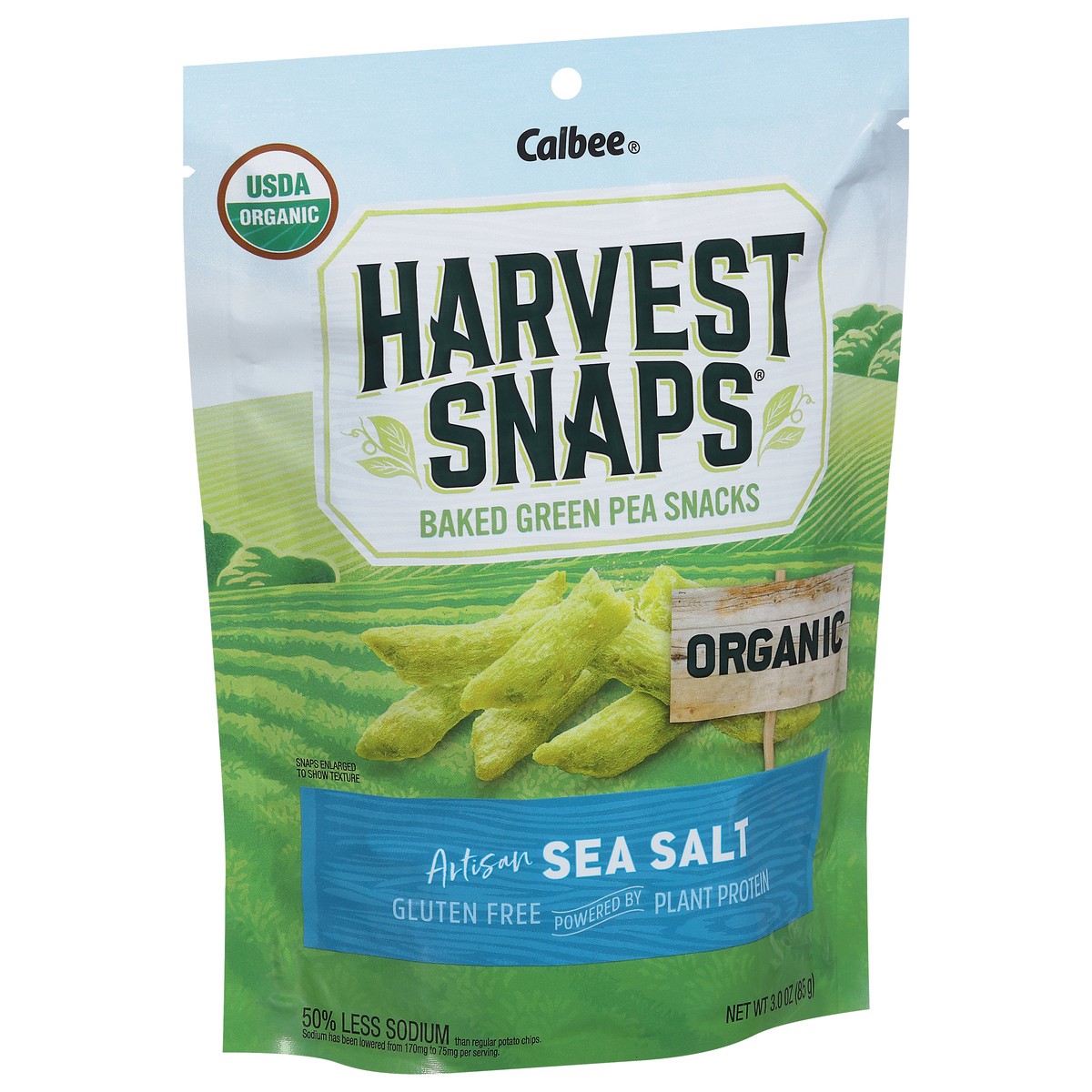 slide 3 of 9, Harvest Snaps Organic Artisan Sea Salt Baked Green Pea Snacks, 3 oz