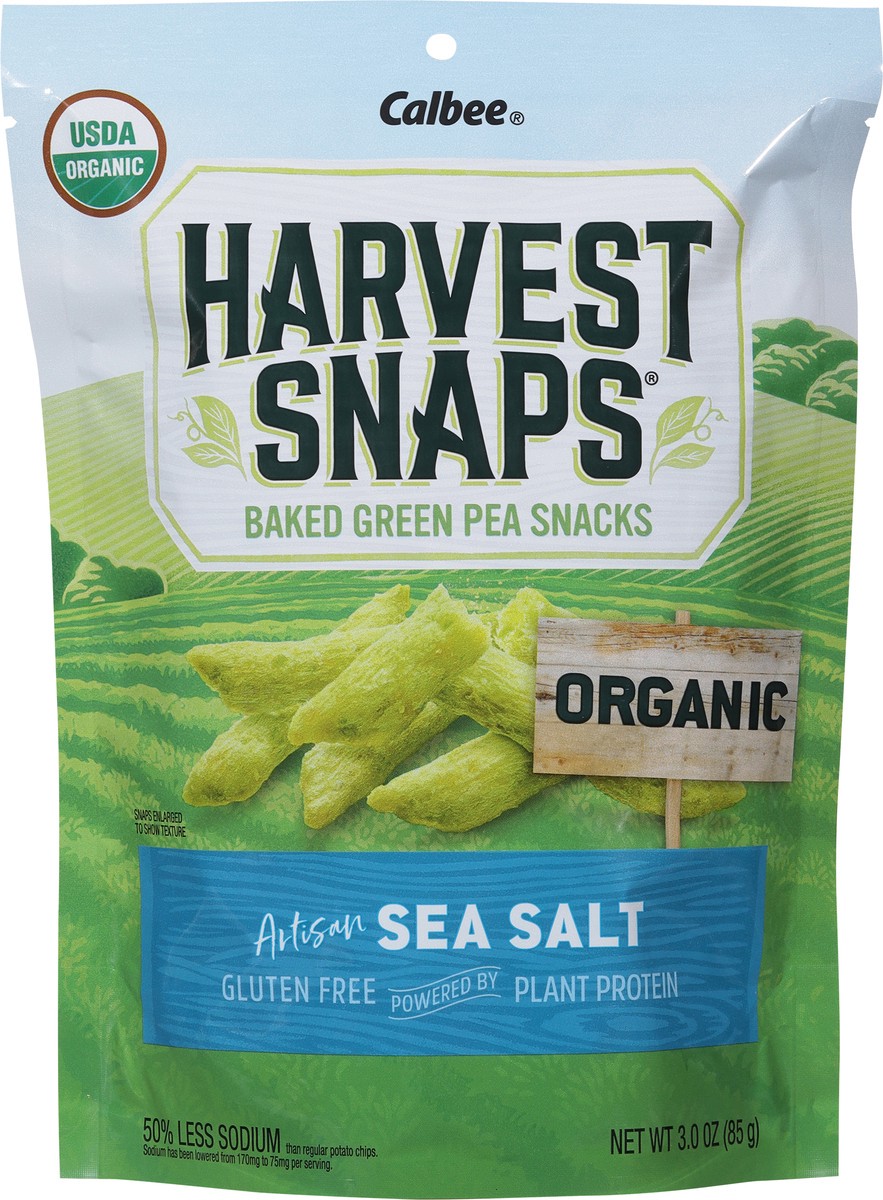 slide 8 of 9, Harvest Snaps Organic Artisan Sea Salt Baked Green Pea Snacks, 3 oz