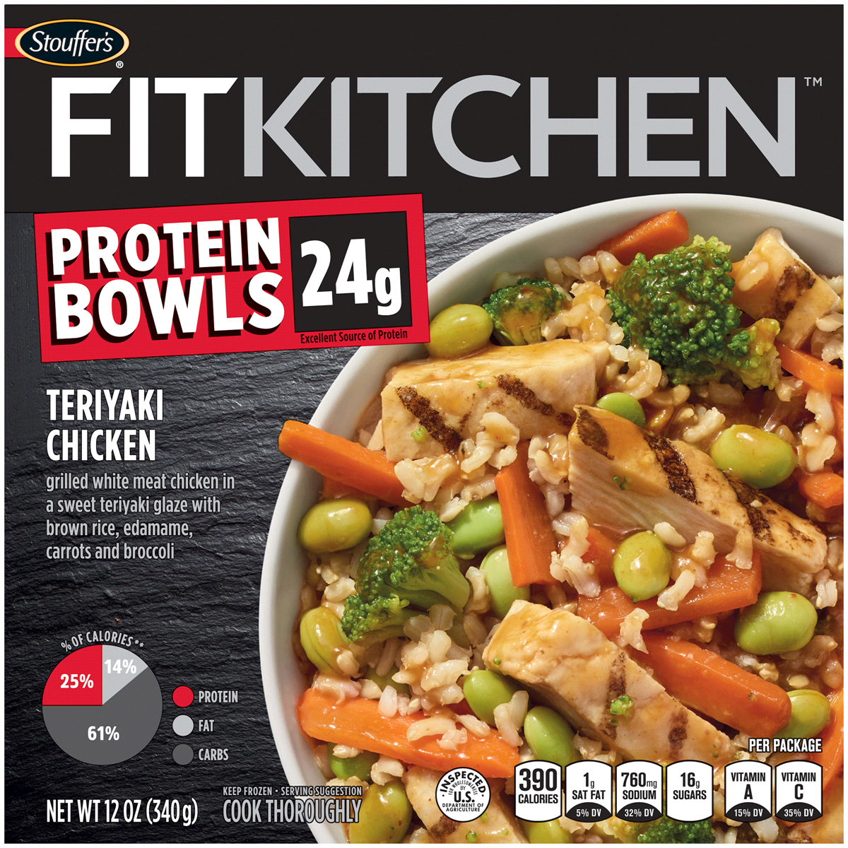 slide 1 of 1, Stouffer's Fit Kitchen Bowls Teriyaki Chicken, 14.8 oz