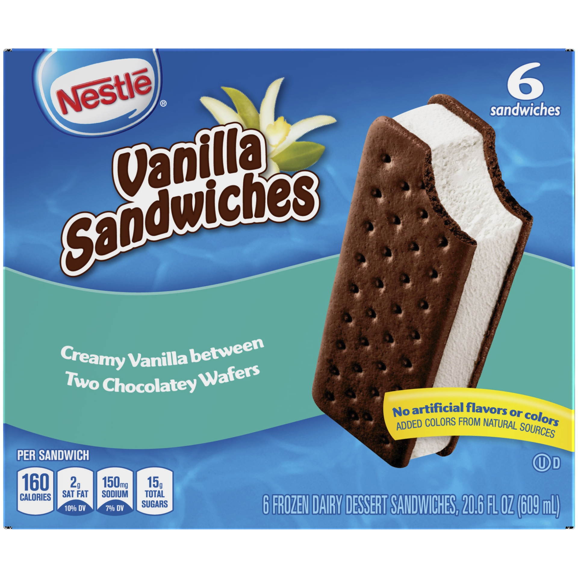 slide 5 of 8, Nestlé Vanilla Frozen Dairy Dessert Sandwiches, 6 ct