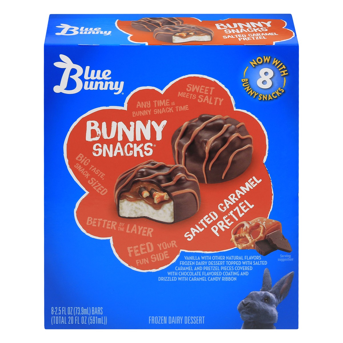 slide 1 of 13, Blue Bunny Salted Caramel Bunny Snacks Bar 8Pk, 20 fl oz