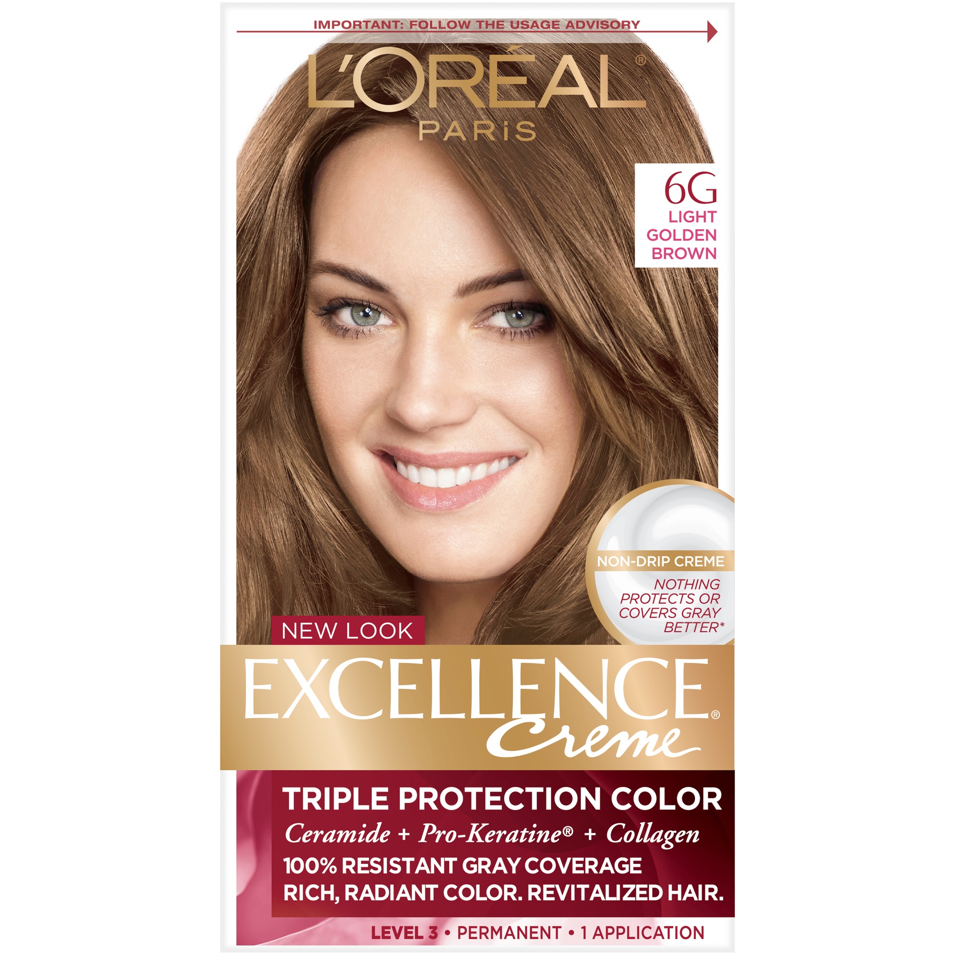 slide 5 of 8, L'Oréal Excellence Triple Protection Permanent Hair Color - 6.3 fl oz - 6G Light Golden Brown - 1 kit, 1 ct