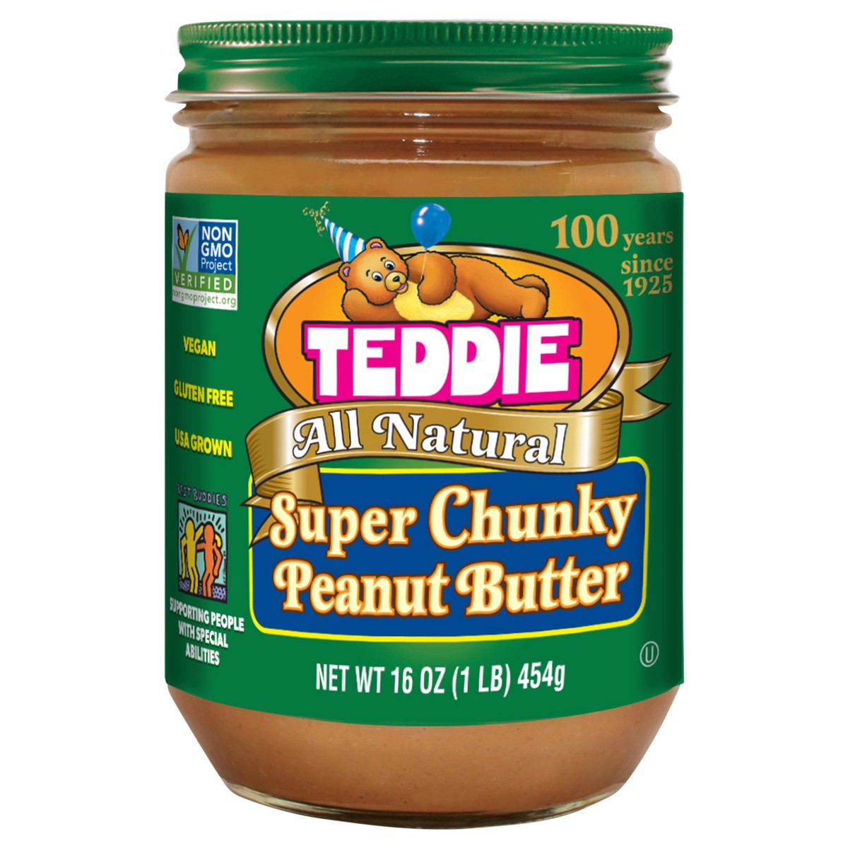 slide 1 of 11, Teddie Natural Super Chunky Peanut Butter, 16 oz
