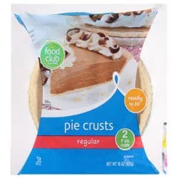 Food Club 9 Inch Regular Pie Crusts - 2 ct