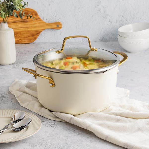 slide 1 of 1, Hy-Vee Seasons 6 Qt. Dutch Oven In Linen, 1 ct