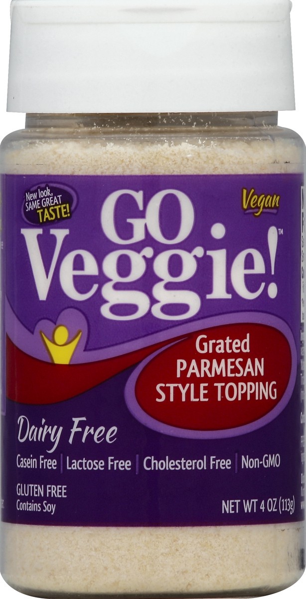 slide 2 of 2, GO VEGGIE Dairy Free Grated Parmesan Cheese, 4 oz