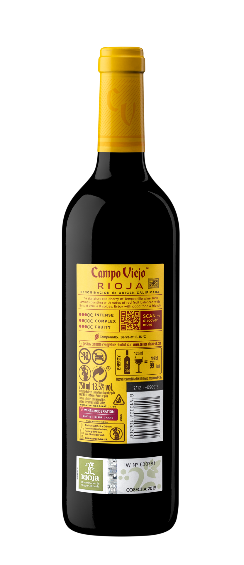 slide 3 of 8, Campo Viejo Tempranillo Red Wine, 750 mL Bottle, 13.5% ABV, 750 ml