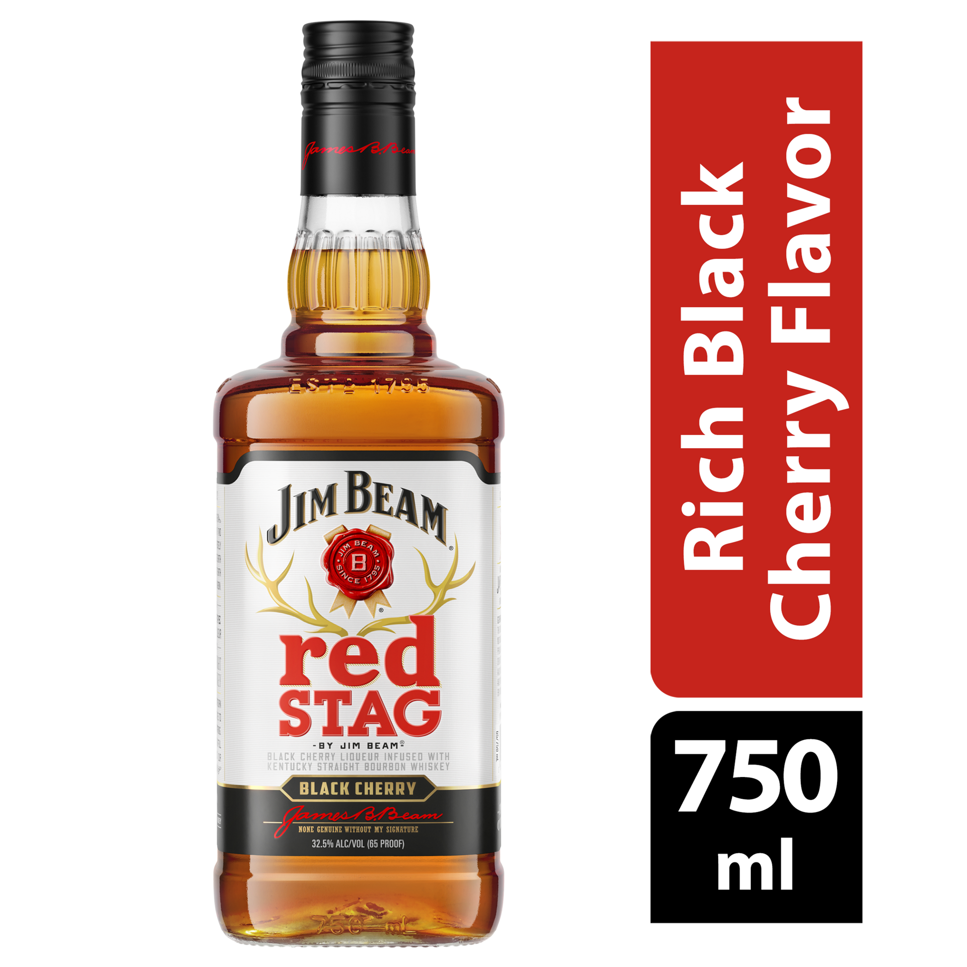 Jim Beam Red Stag Black Cherry Liqueur with Kentucky Straight Bourbon Whiskey 750 ml 750 ml Shipt