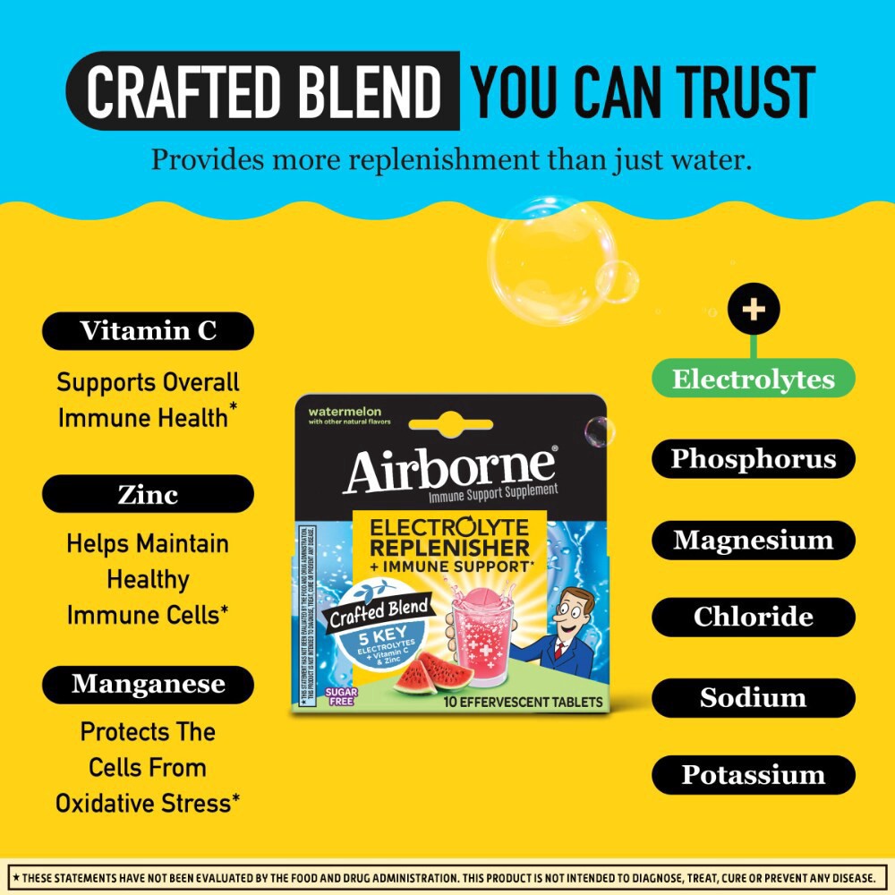 slide 3 of 6, Airborne Electrolyte Replenisher And Immune Support, 10 ct