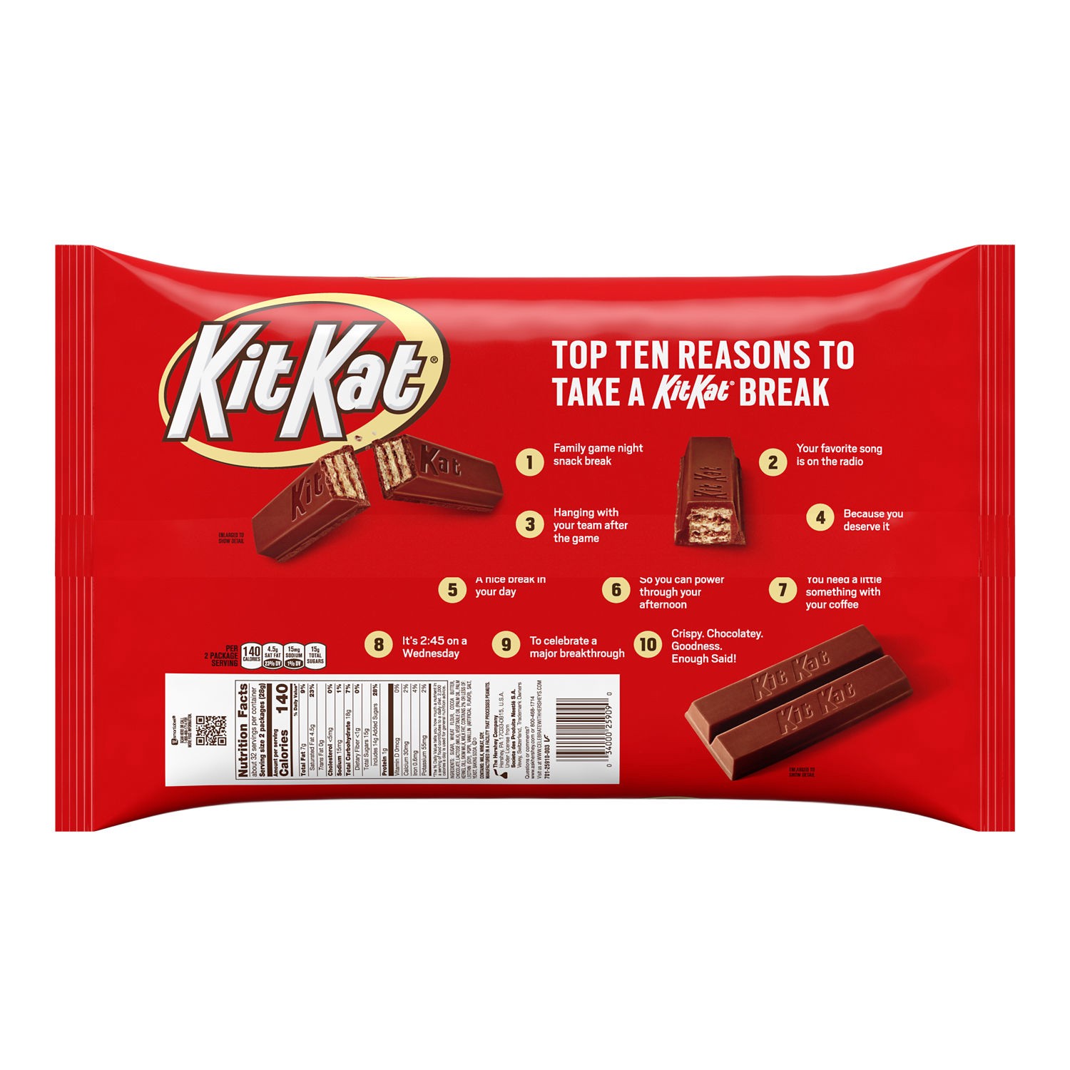 slide 4 of 8, KIT KAT Milk Chocolate Snack Size Wafer Candy Bars, Christmas, 32 oz, Bulk Bag, 32 oz