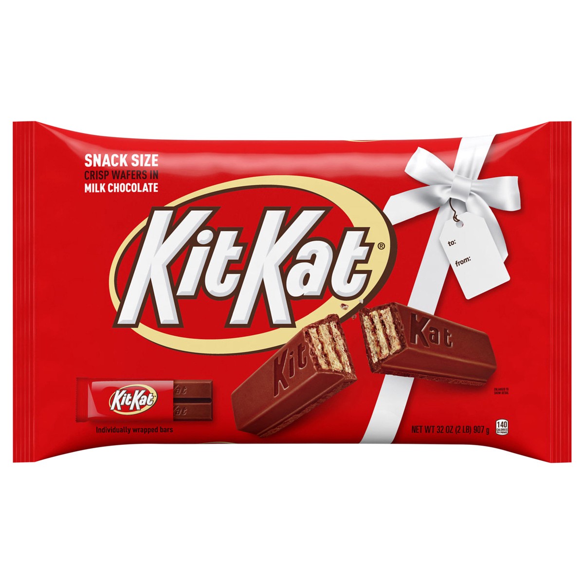 slide 1 of 8, KIT KAT Milk Chocolate Wafer Snack Size, Christmas Candy Bag, 32 oz, 32 oz