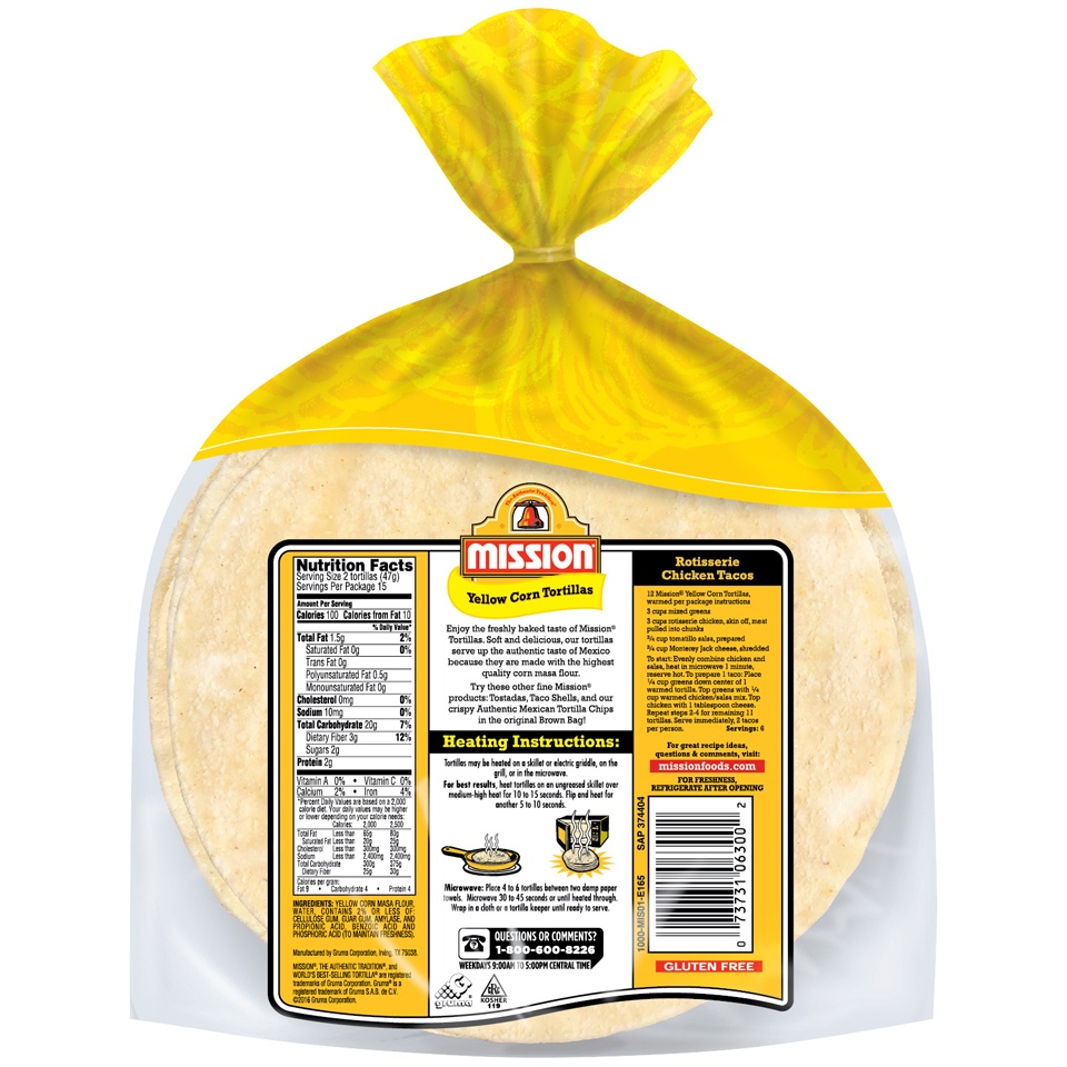 slide 2 of 4, Mission Gluten Free Yellow Corn Tortillas - 25oz/30ct, 