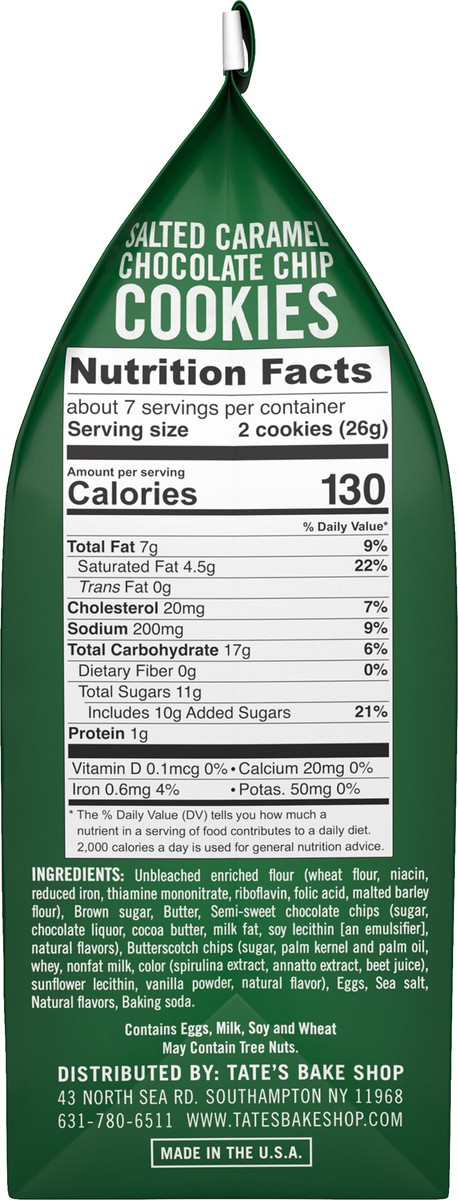 slide 10 of 13, Tate's Bake Shop Salted Caramel Chocolate Chip Cookies, 6.5 oz, 6.5 oz