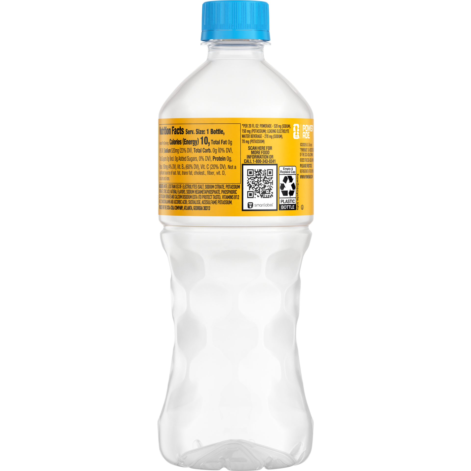 slide 4 of 5, POWERADE Power Water Zero Sugar Tropical Pineapple Bottle, 20 fl oz, 20 fl oz
