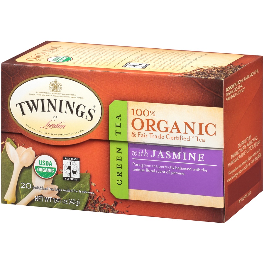 slide 3 of 7, Twinings Organic & Fair Trade Certified Green Tea with Jasmine Tea Bags - 1.41 oz, 1.41 oz