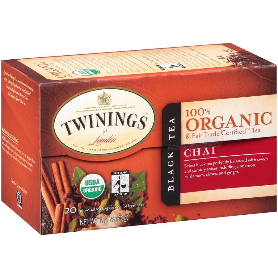 slide 6 of 7, Twinnings of London 100% Organic Black Tea, Chai - 1.41 oz, 1.41 oz