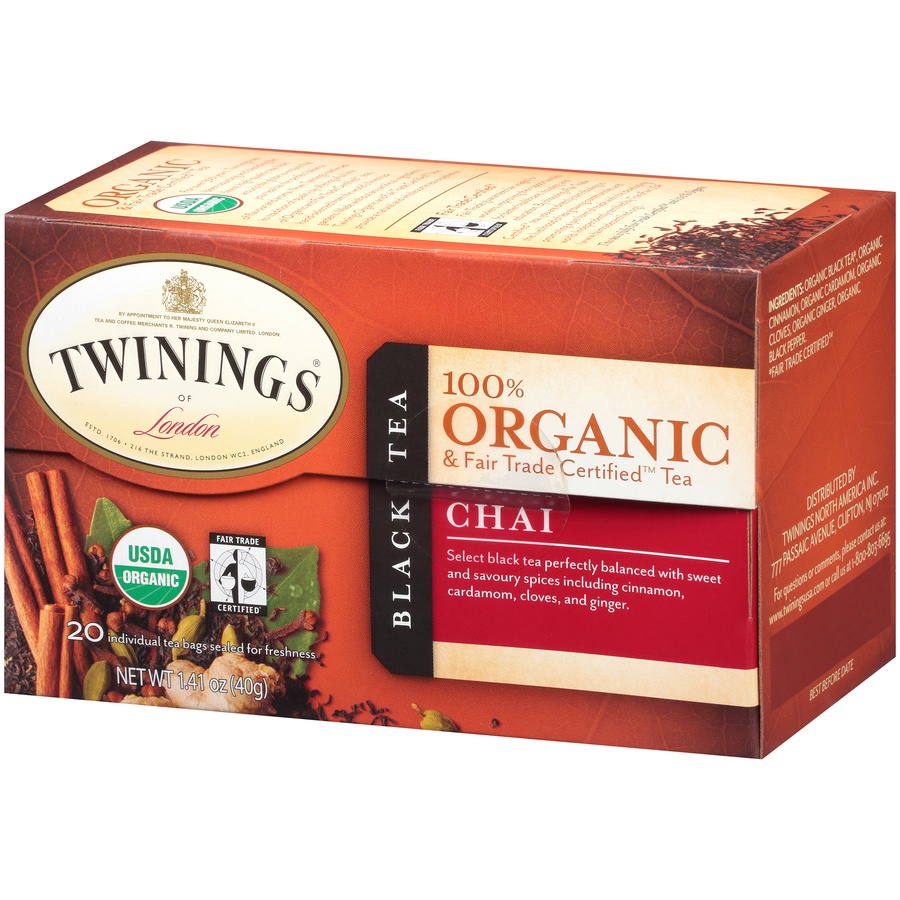 slide 2 of 7, Twinnings of London 100% Organic Black Tea, Chai - 1.41 oz, 1.41 oz