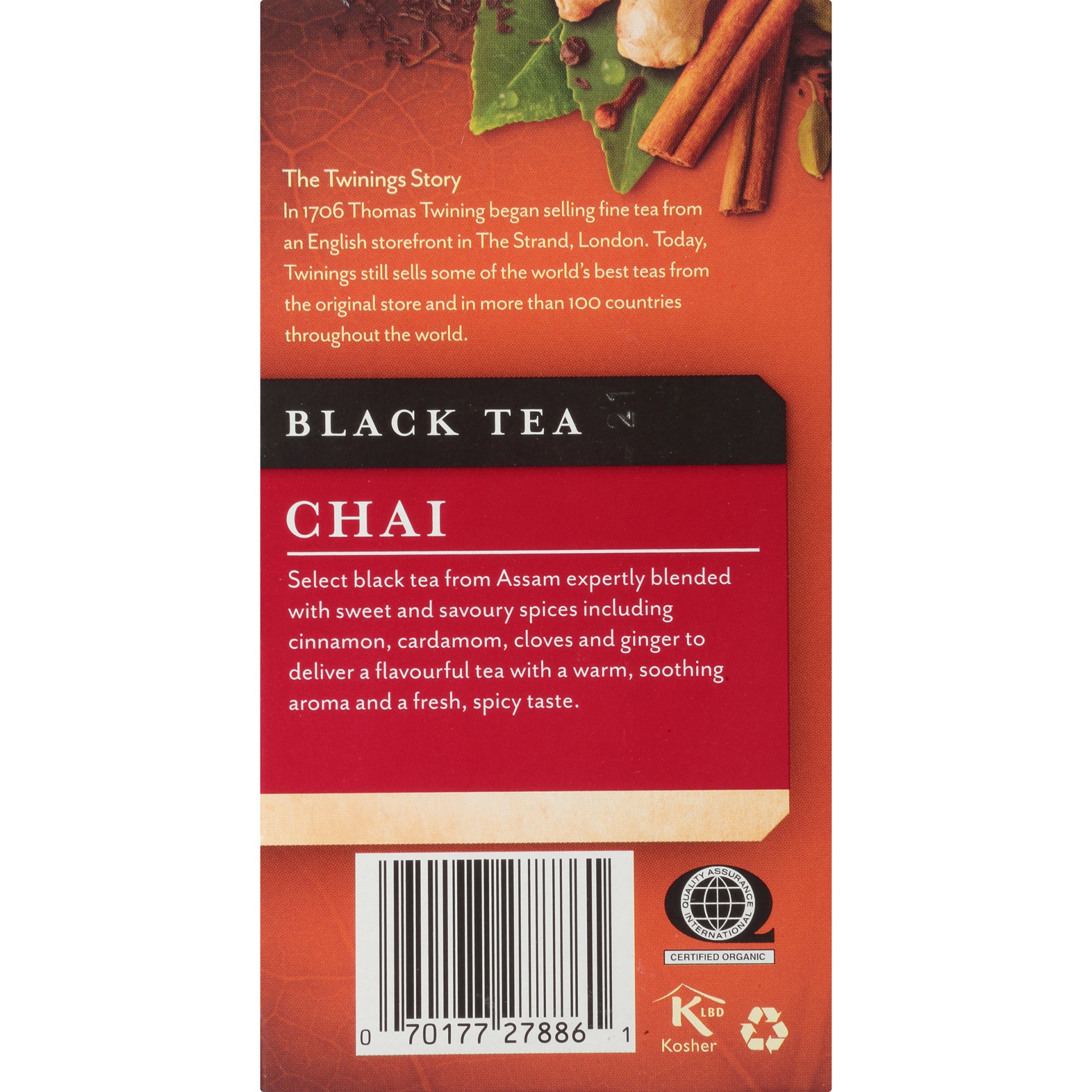 slide 3 of 7, Twinnings of London 100% Organic Black Tea, Chai - 1.41 oz, 1.41 oz