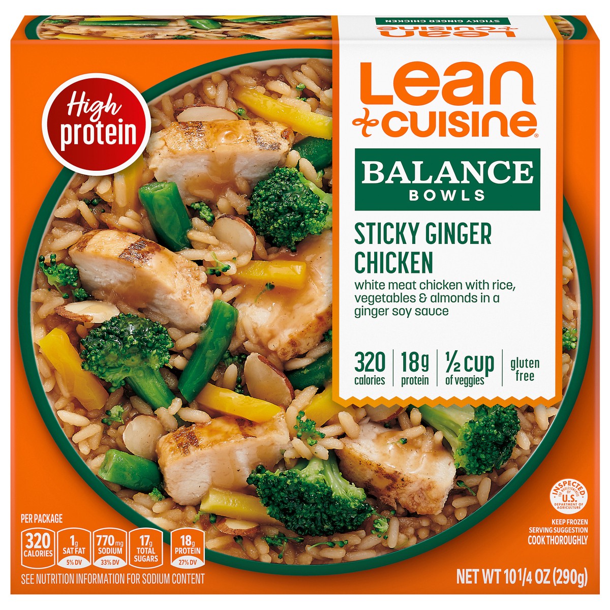 slide 1 of 9, Lean Cuisine Frozen Meal Sticky Ginger Chicken, Balance Bowls Microwave Meal, Frozen Chicken Dinner, Frozen Dinner for One, 10.25 oz