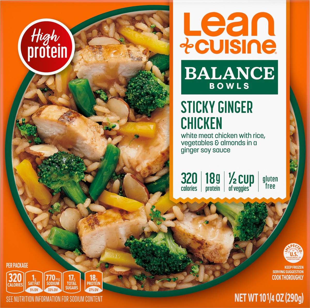 slide 2 of 9, Lean Cuisine Frozen Meal Sticky Ginger Chicken, Balance Bowls Microwave Meal, Frozen Chicken Dinner, Frozen Dinner for One, 10.25 oz