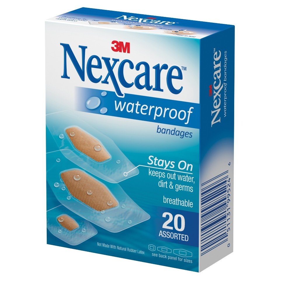 slide 8 of 10, Nexcare Waterproof Bandages, Clear, Assorted 20 ct, 20 ct