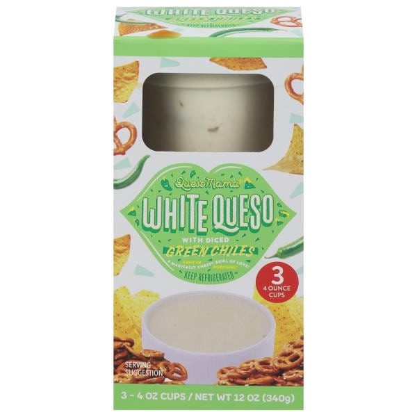 slide 1 of 1, Queso Mama White Queso, with Diced Green Chiles, 4 oz