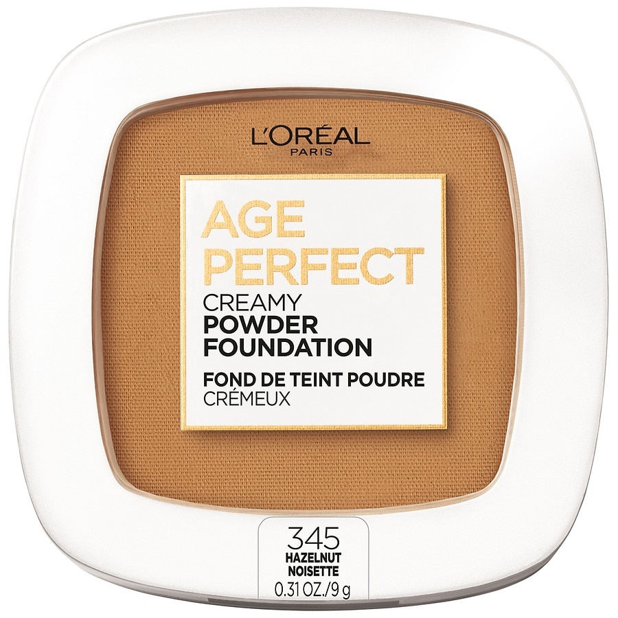 slide 1 of 1, L'Oréal Age Perfect Creamy Powder Foundation With Minerals, Hazelnut, 0.31 oz