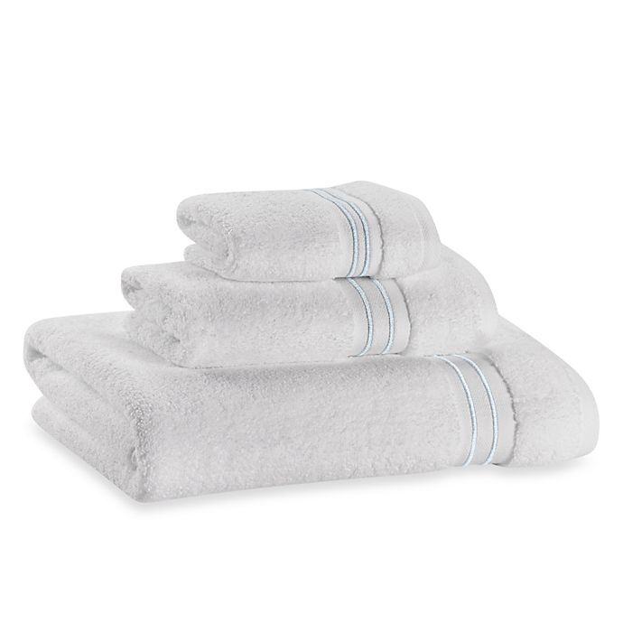 slide 1 of 1, Wamsutta Hotel Micro-Cotton Bath Towel - White/Aqua, 1 ct