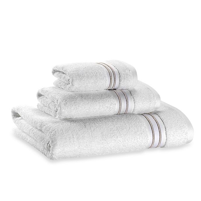 slide 1 of 1, Wamsutta Hotel Micro-Cotton Bath Towel - White/Tan, 1 ct