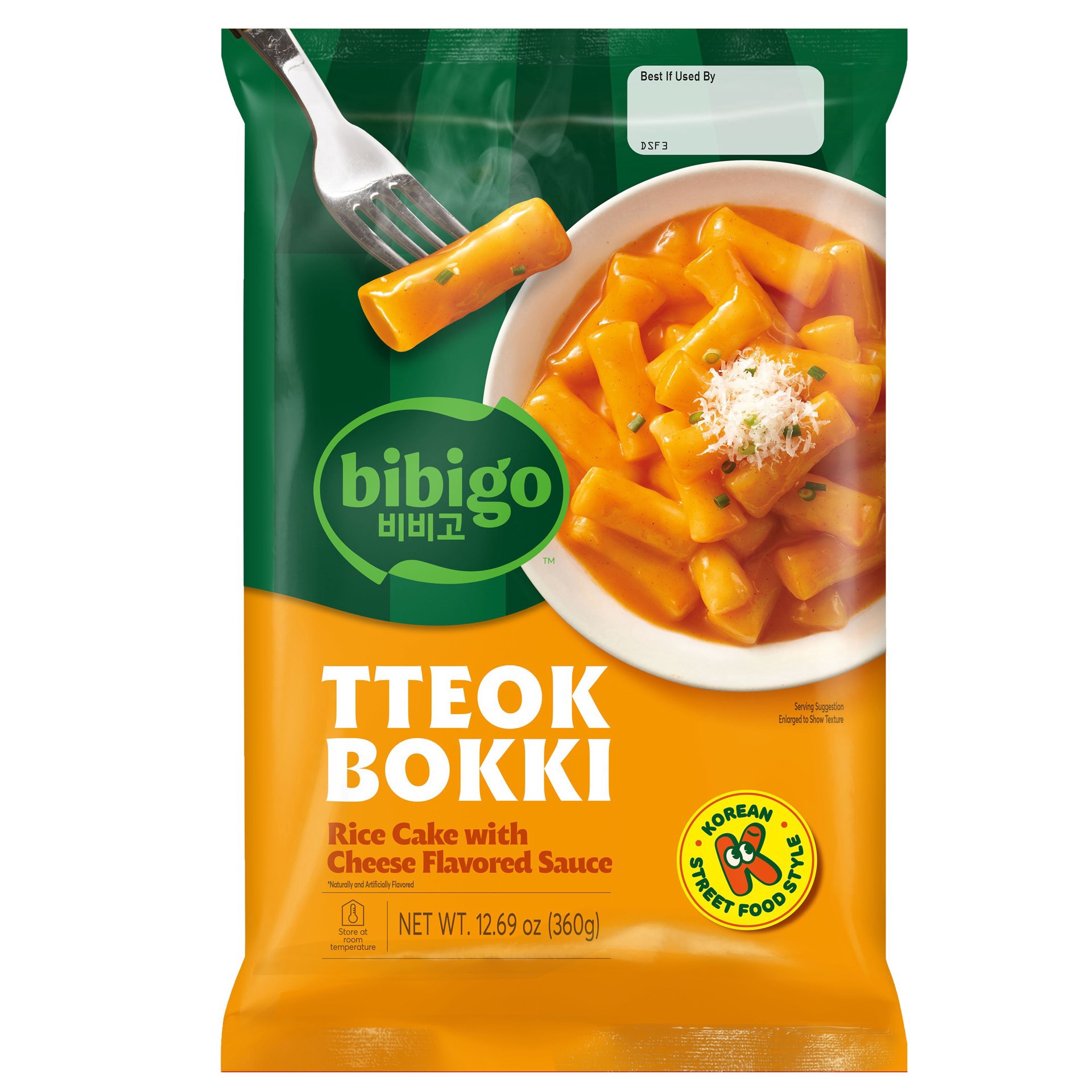 slide 1 of 1, Bibigo Korean Street-Style Tteokbokki Rice Cakes in Cheese Sauce, 12.69 oz