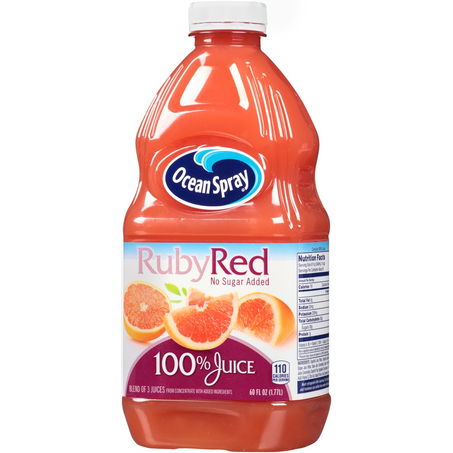 slide 3 of 8, Ocean Spray 100% Ruby Red Grapefruit Juice, 
