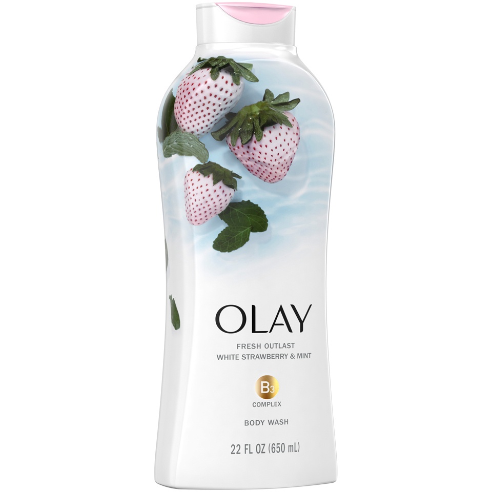 slide 2 of 3, Olay Fresh Outlast Body Wash White Strawberry & Mint - 22 fl oz, 22 fl oz