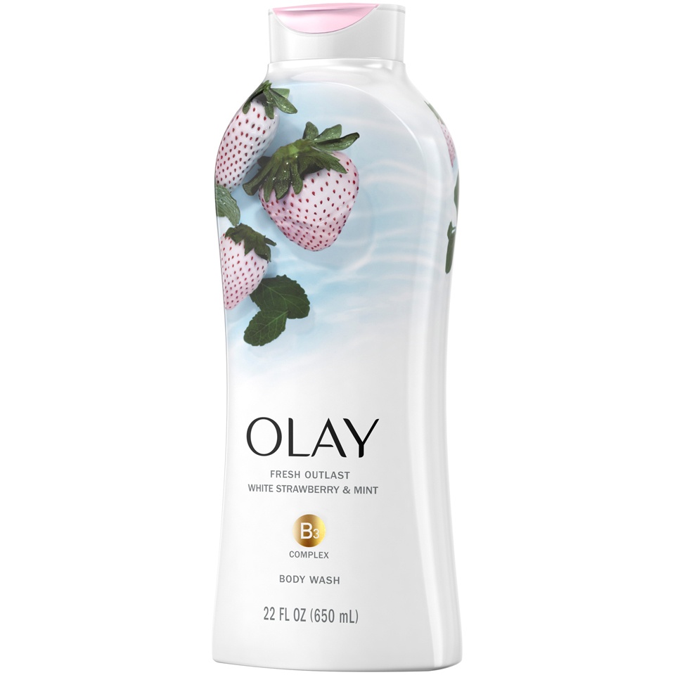 slide 3 of 3, Olay Fresh Outlast Body Wash White Strawberry & Mint - 22 fl oz, 22 fl oz