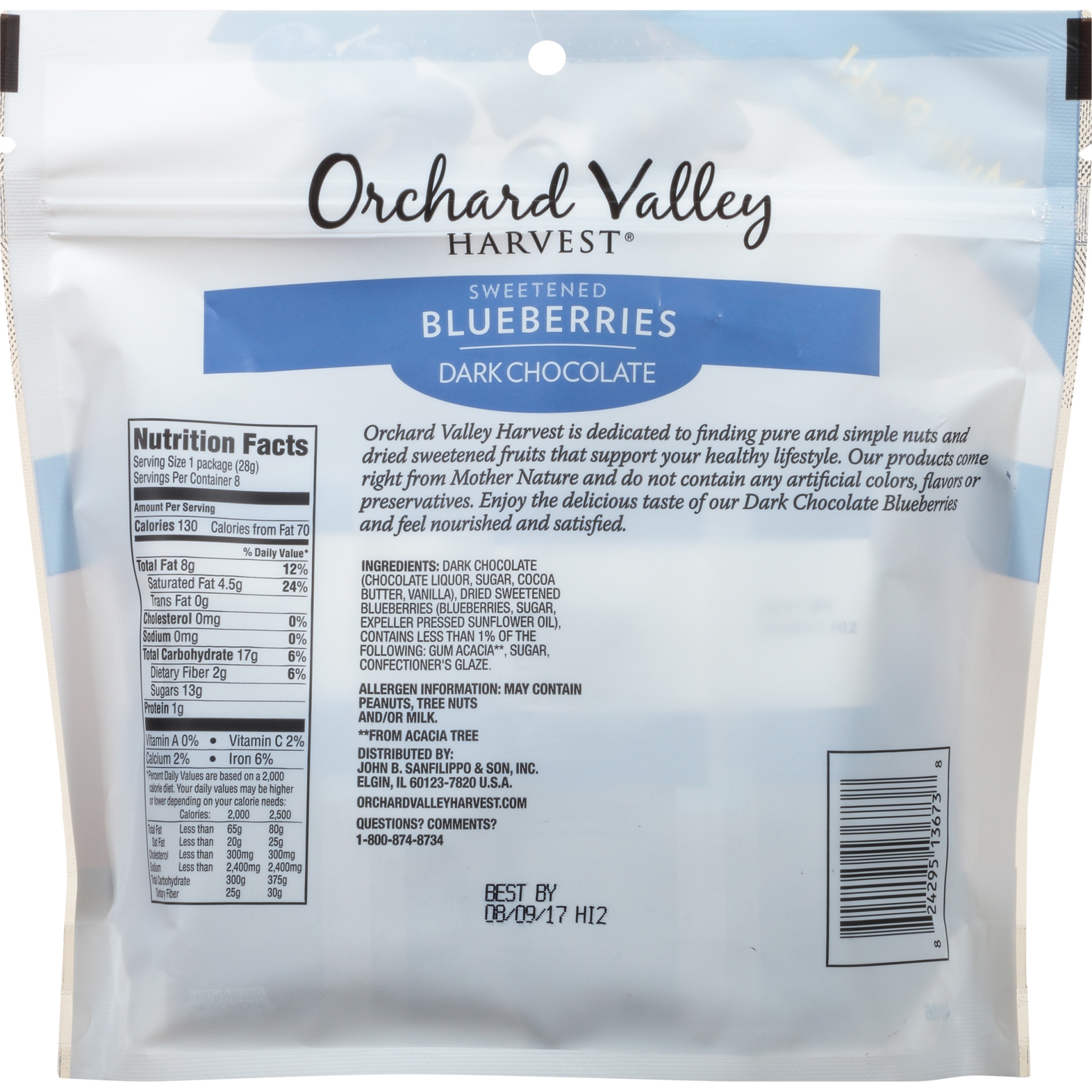 slide 5 of 6, Orchard Valley Harvest Dark Chocolate Dipped Blueberries 8 - 1 oz Bags, 8 oz