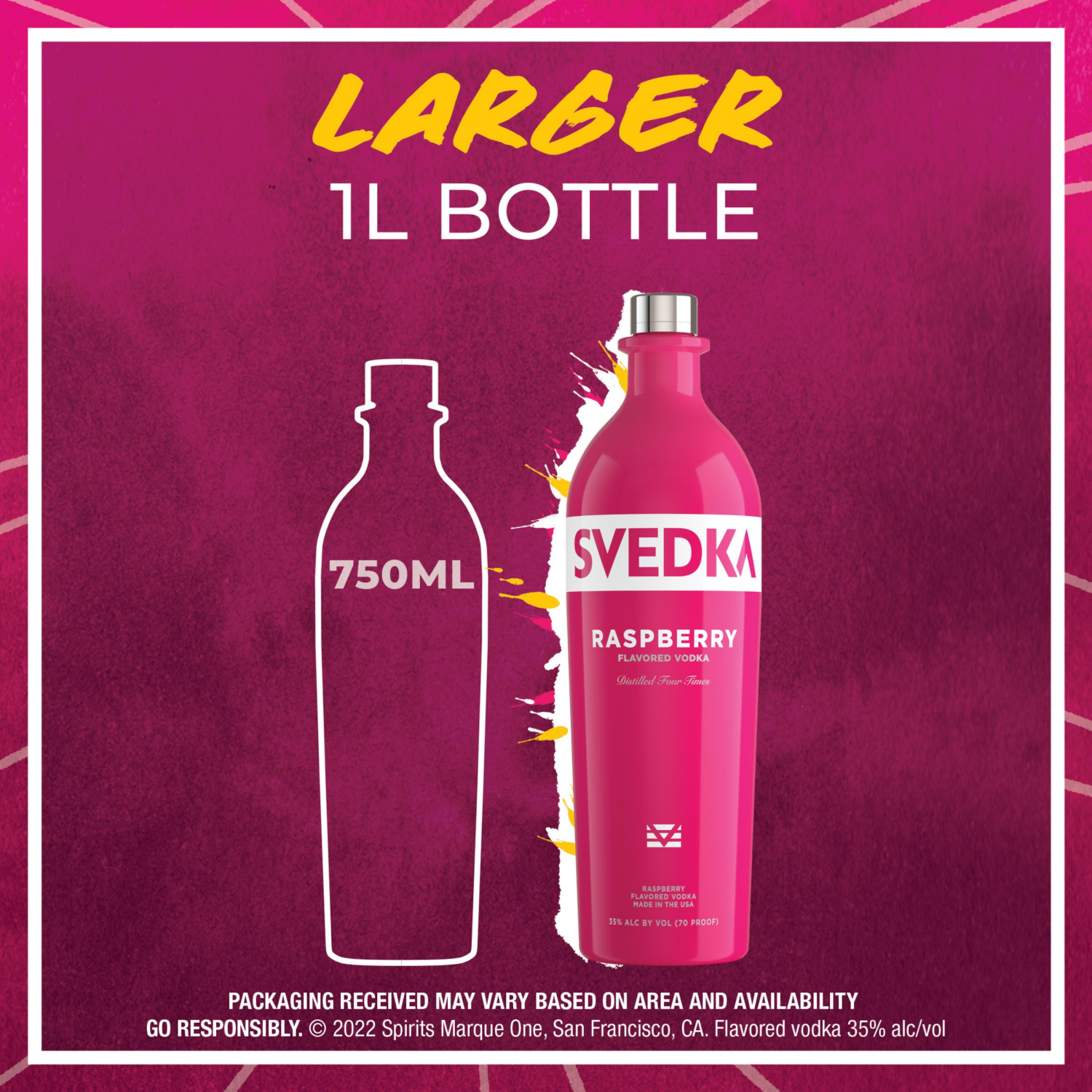 slide 4 of 5, SVEDKA Raspberry Flavored Vodka, 1 L Bottle, 70 Proof, 1 l