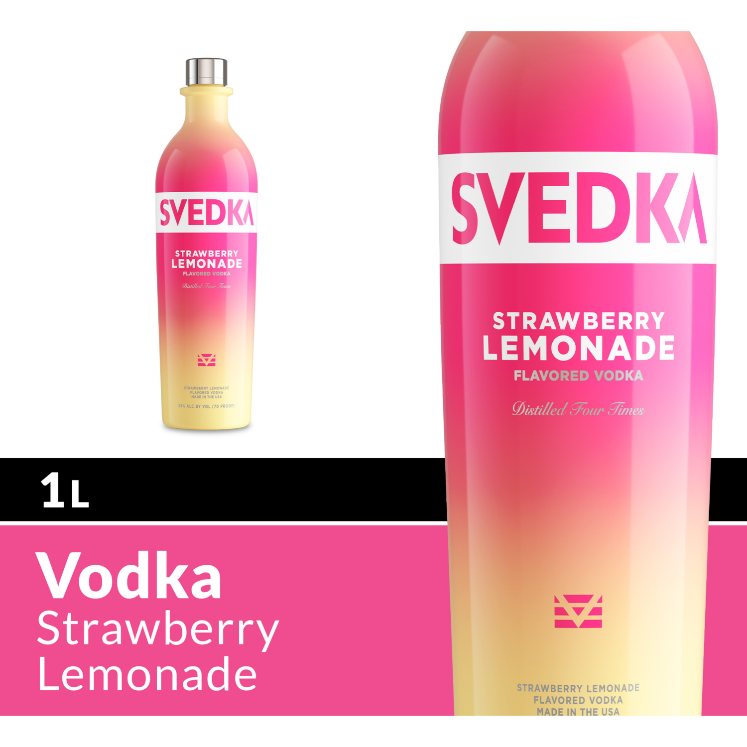 slide 3 of 6, SVEDKA Strawberry Lemonade Flavored Vodka, 70 Proof, 1 l
